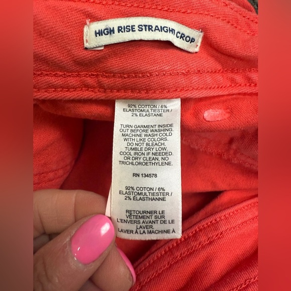 Vineyard Vines Women's Orange Straight Crop Wide Leg Raw Hem Jeans Size 28 FLAW - Picture 4 of 11